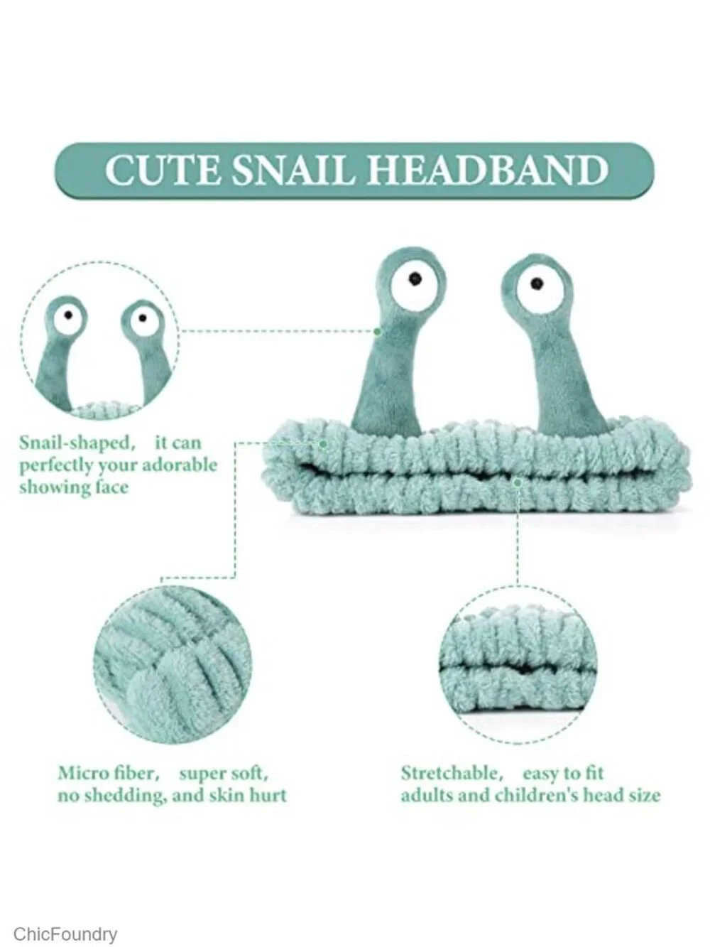 Coral Fleece Face Wash Headband with Snail & Palm Design for Spa Skincare